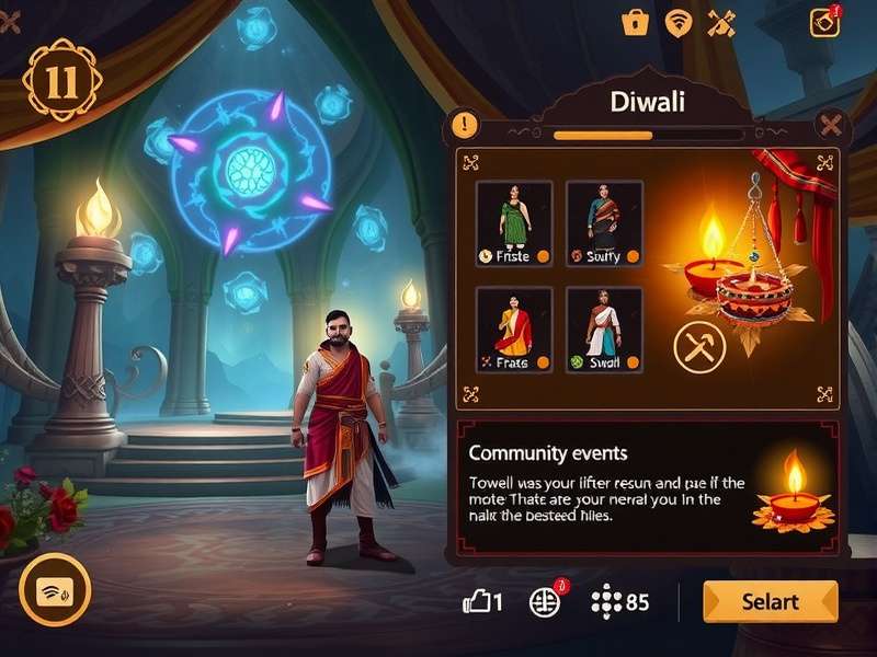 Saffron Realm Quests character customization screen showing Indian-inspired outfits